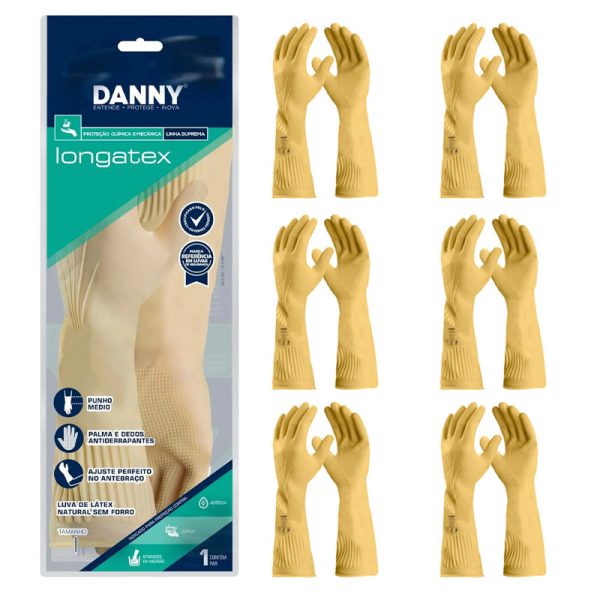 Luva de Segurança Longatex CA 9567 Kit 6 Pares - Danny