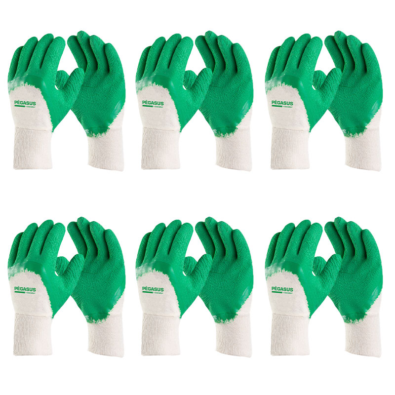 Luva Segurança Pégasus Látex Coleta CA 10431 Kit 6 Pares – Danny