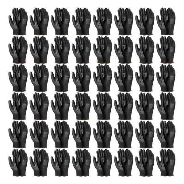 Luva de Poliéster Tátil  PU Preto CA 41761 Kit 48 - Imbat