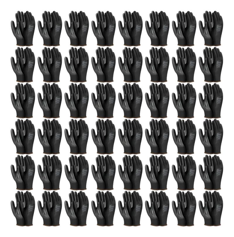 Luva de Poliéster Tátil  PU Preto CA 41761 Kit 48 – Imbat
