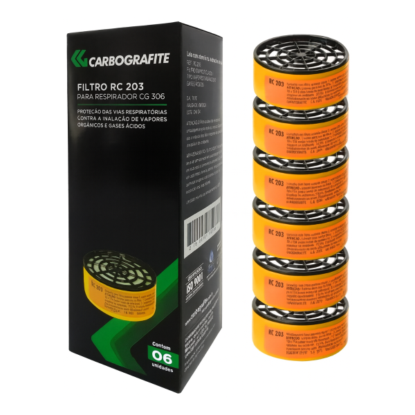 Filtro RC 203 (Respirador CG 306) C/06 Uni - Carbografite