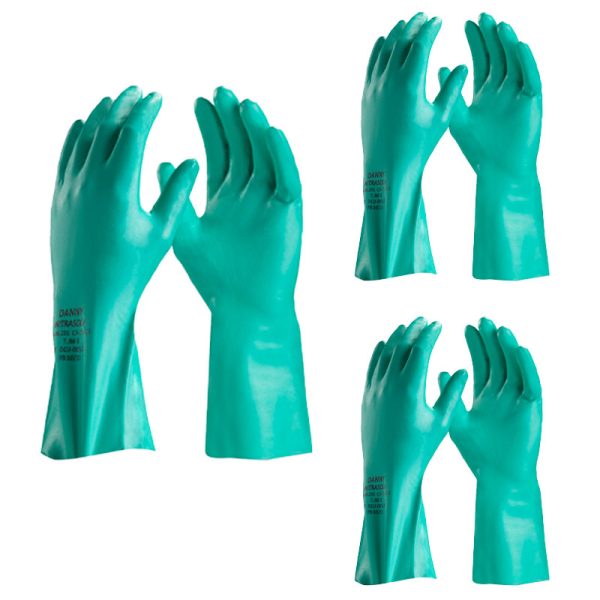 Luva Nitrasolv Verde Com Forro Kit 3 Pares CA 25313 - Danny