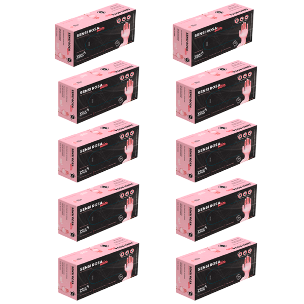 Luva Nitrílica Sensi Rosa Slim CA 49920 Kit 10 Caixas - Volk