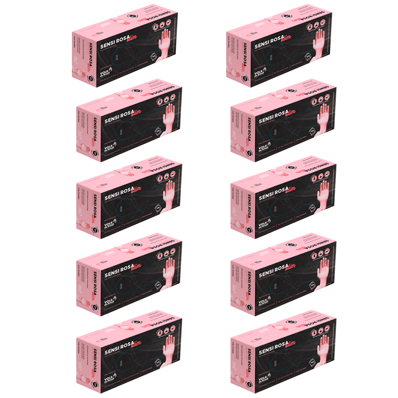 Luva Nitrílica Sensi Rosa Slim CA 49920 Kit 10 Caixas – Volk