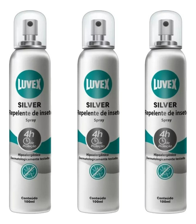 Repelente De Insetos Silver Spray 100ml Kit 3 Unid – Luvex