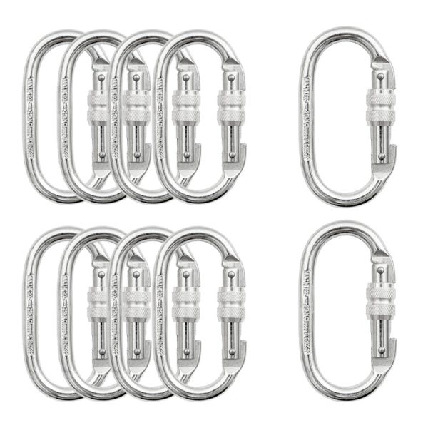 Mosquetão Oval Rosca em Aço Kit Com 10 - Mg Cinto