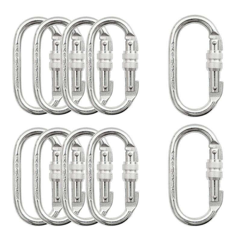 Mosquetão Oval Rosca em Aço Kit Com 10 – Mg Cinto