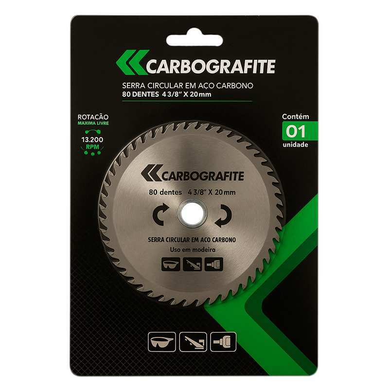Serra Circular Aço Carbono 4.3/8″ x 20mm 80 Dentes – Carbografite