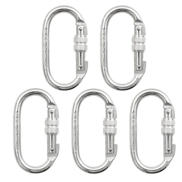 Mosquetão Oval Rosca em Aço Kit Com 5 - Mg Cinto