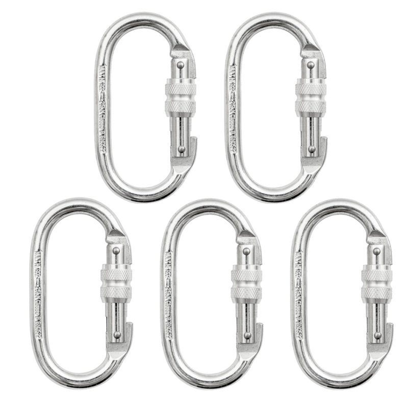 Mosquetão Oval Rosca em Aço Kit Com 5 – Mg Cinto