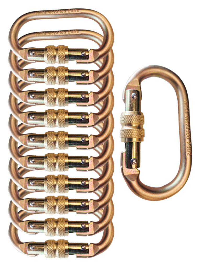 Mosquetão De Segurança Oval Dourado Kit Com 20 Unidades – Visca