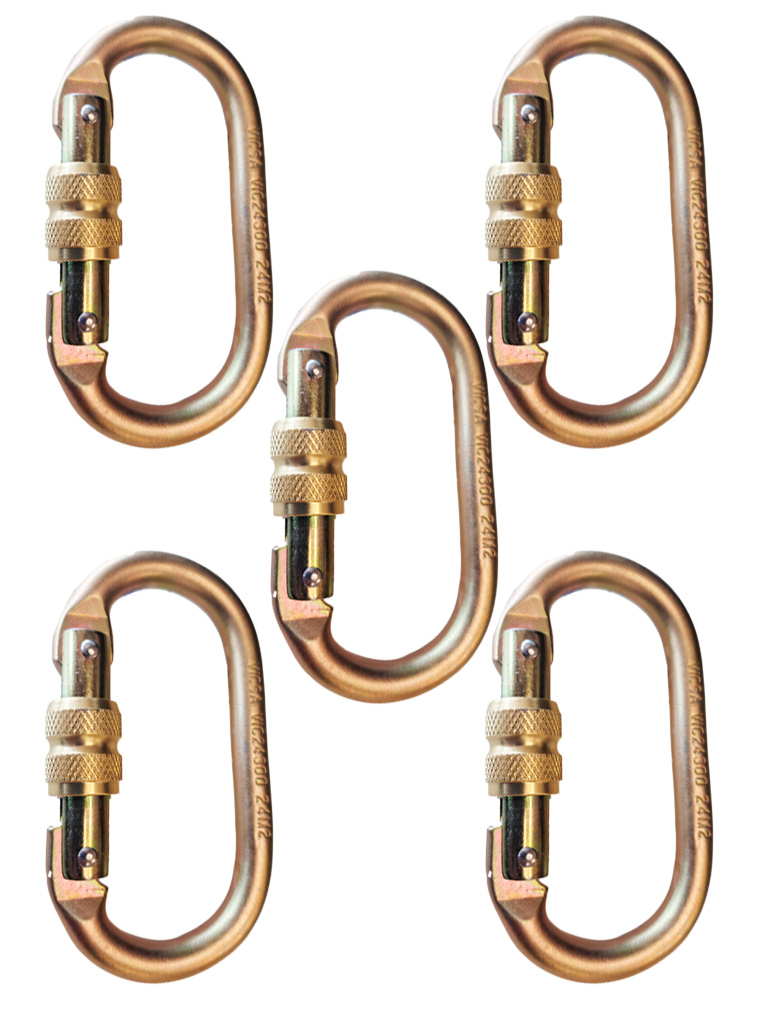 Mosquetão De Segurança Oval Dourado Kit Com 5 Unidades – Vicsa