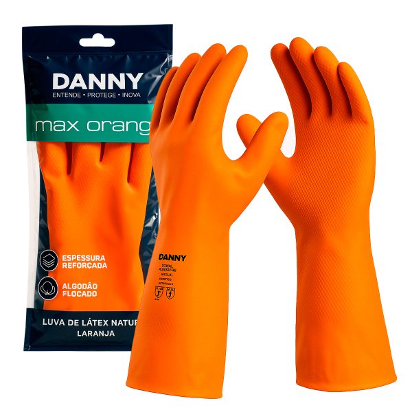 Luva Látex Espessura Reforçada Max Orange Unidade CA 11286 - Danny