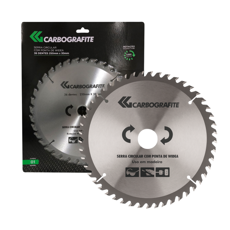 Serra Circular Para Madeira 250 X 30mm – 36 Dentes – Carbografite