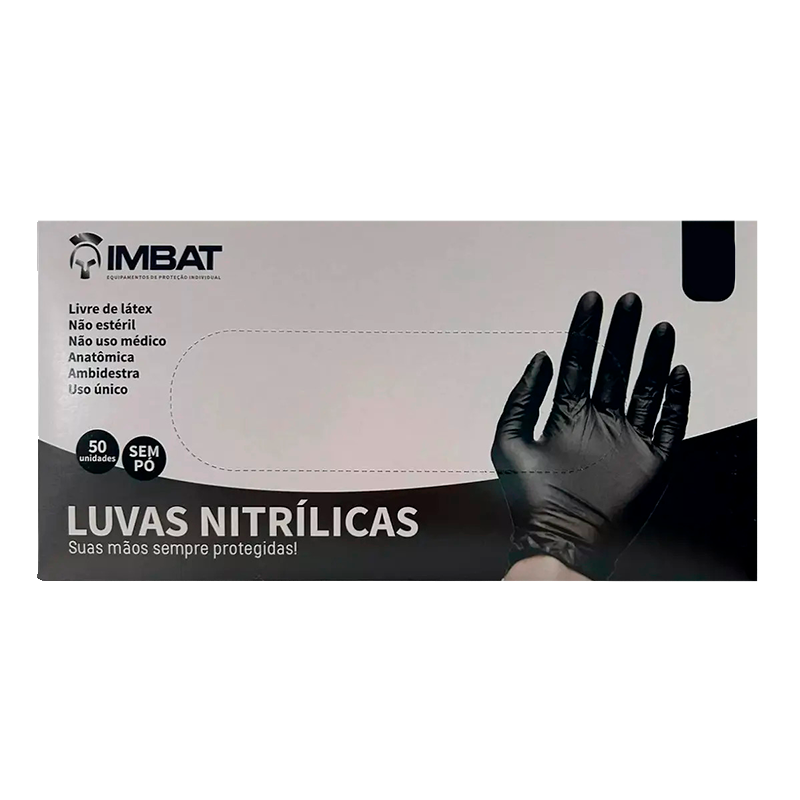 Luva Nitrilica Preta Heavy CA 48295 Unidade – Imbat