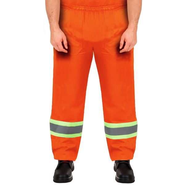 Calça Plus Size Laranja Faixa Refletiva - Uniforme