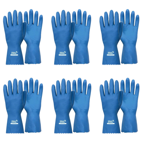 Luva Látex Verniz Silver Azul CA 16312 Kit 6 Pares - Volk