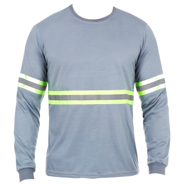 Camiseta Confort Borg Cinza Manga Longa Faixa Refletiva Uniforme