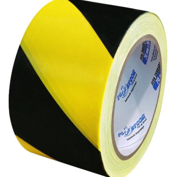 Fita Zebrada 200m Preto/Amarelo - Plastcor