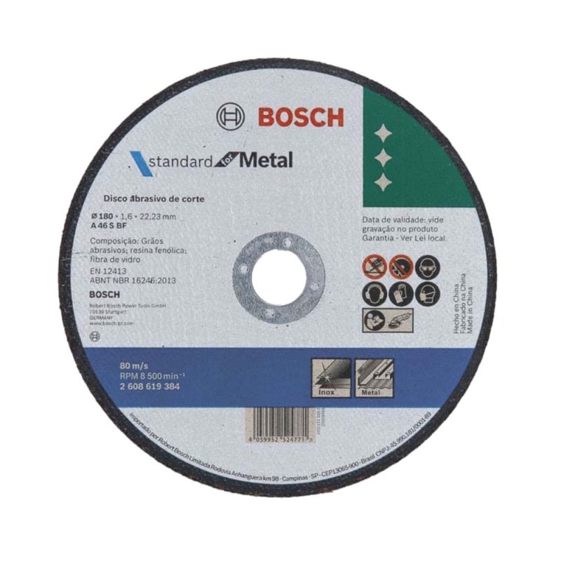 Disco De Corte Standard Metal 180×1,6mm – Bosch