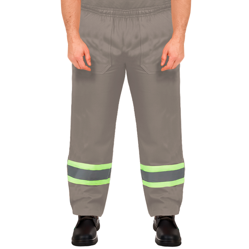 Calça Plus Size Cinza Elástico Total Faixa Refletiva – Uniforme