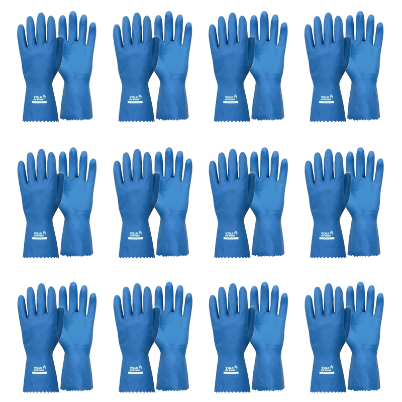 Luva Látex Verniz Silver Azul CA 16312 Kit 12 Pares – Volk