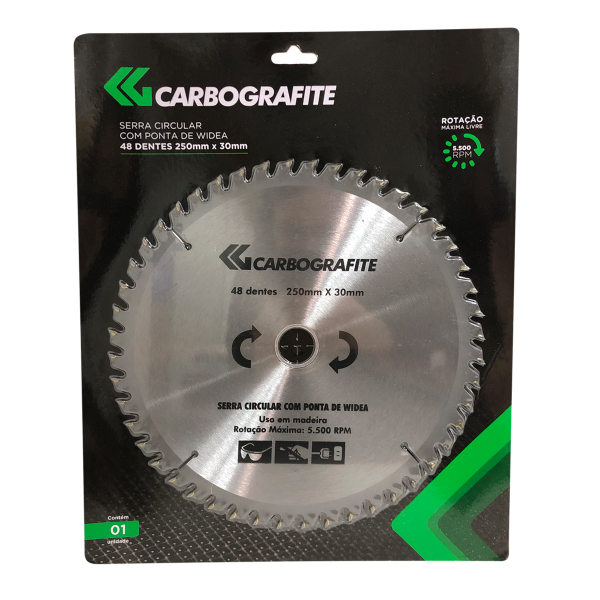 Serra Circular Para Madeira 250 X 30mm - 48 Dentes - Carbografite