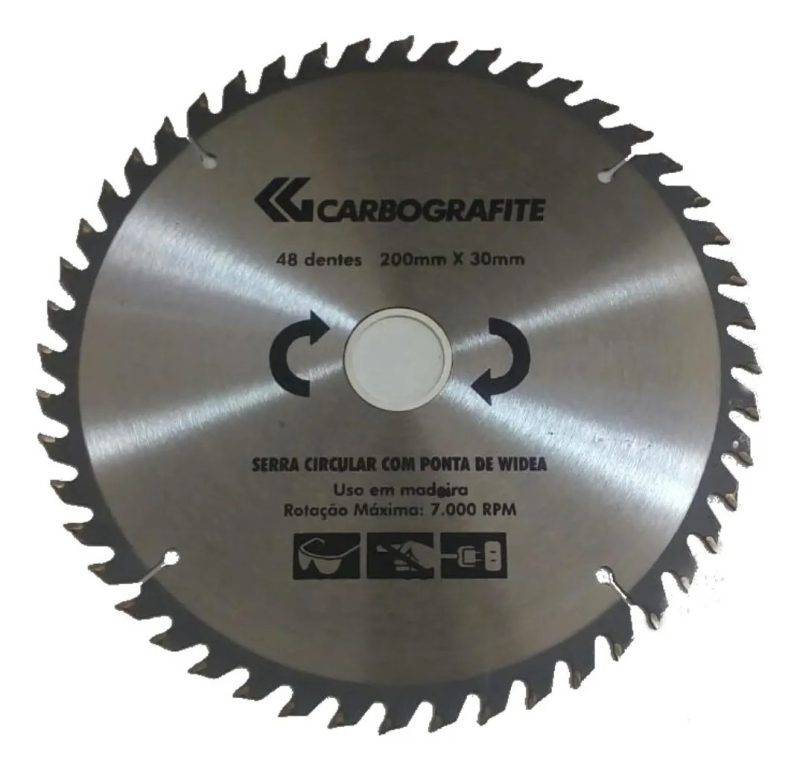 Serra Circular Para Madeira 200mm x 30mm – 48 Dentes – Carbografite